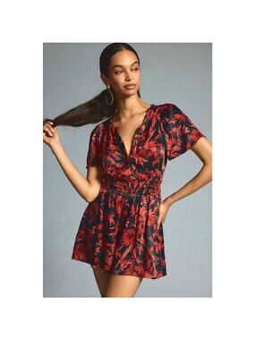 Anthropologie S Red Black Somerset Romper Boho Casual Chic NEW